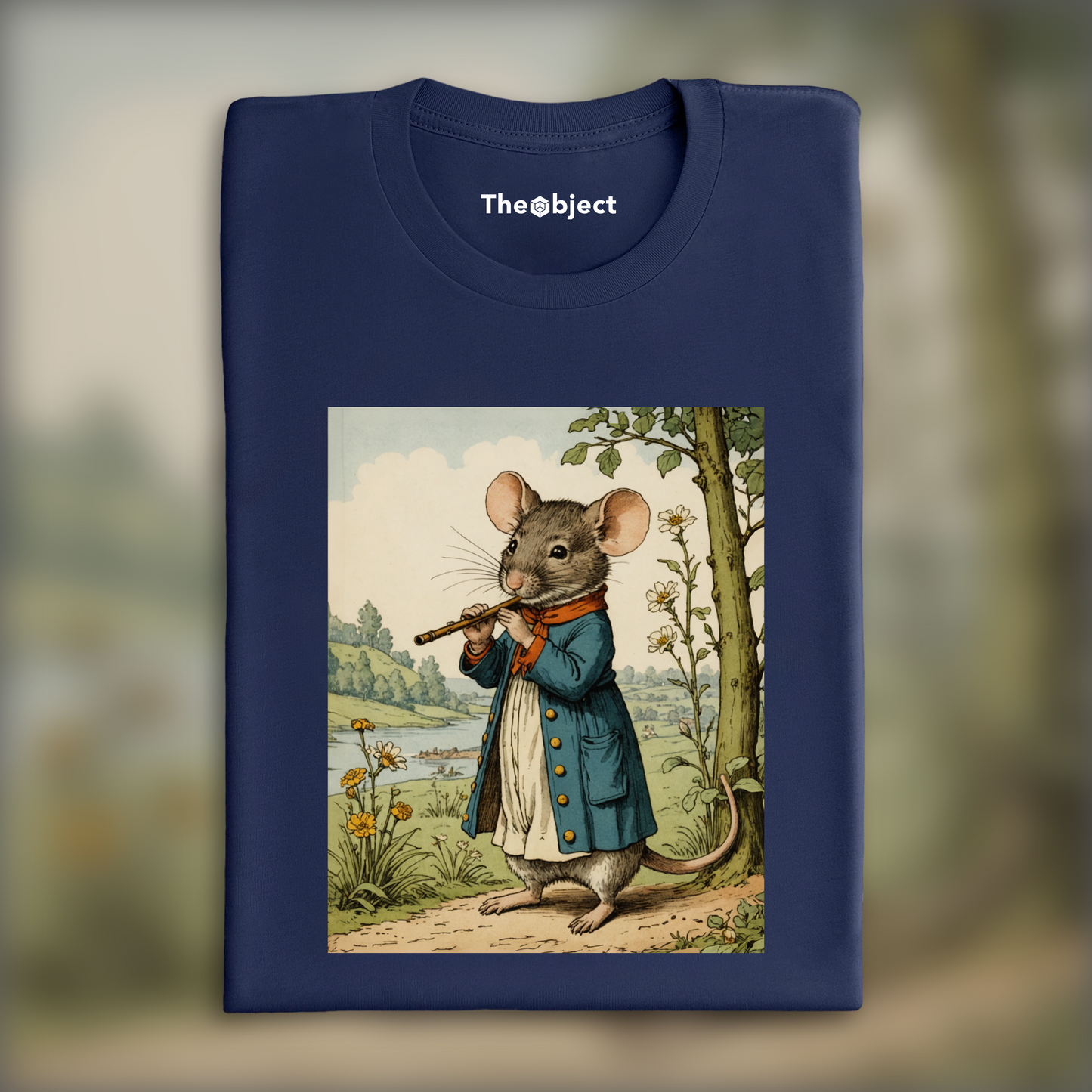 T-Shirt - Illustrations britanniques, enfance innocente et nostalgique, une souris jouant de la flûte - 2394063320