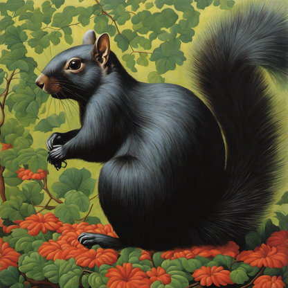 Poster - Belgian surrealism, a black squirrel - 854279793