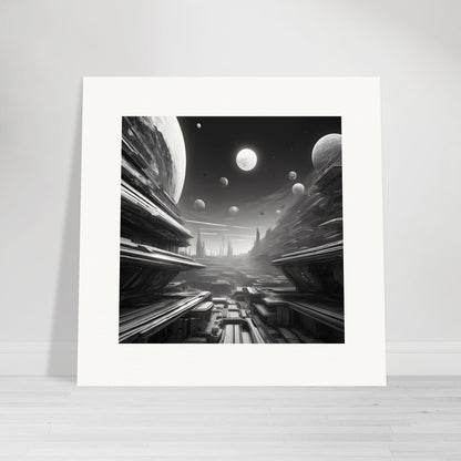 Affiche - Explorations abstraites urbaines, noir et blanc, Paysage exoplanète  , Oeil - 3198329655