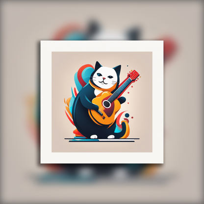 Affiche - Icône flat, le chat joue de la guitare - 2686688866