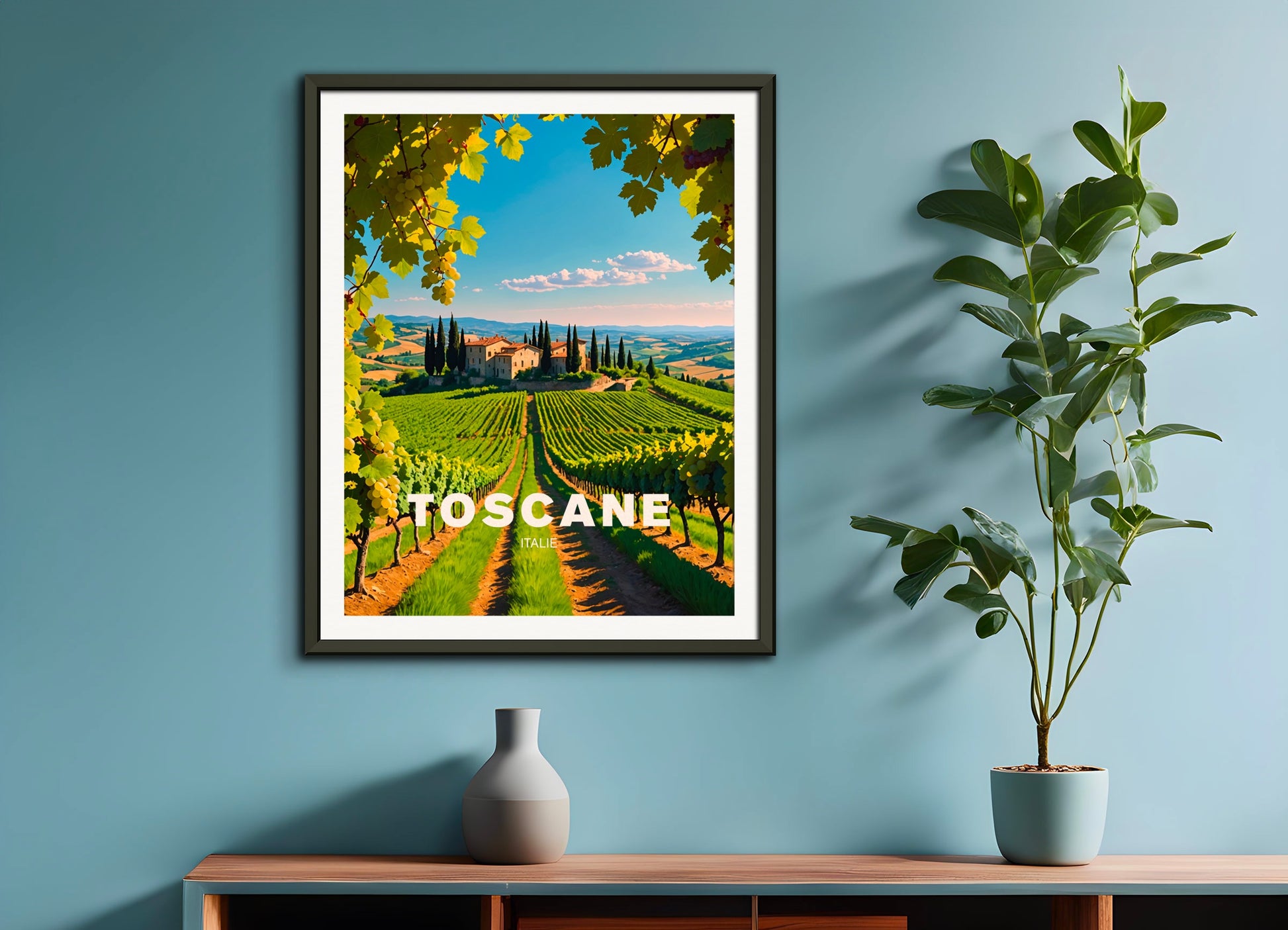 Poster with metal frame: Vineyard in Tuscany