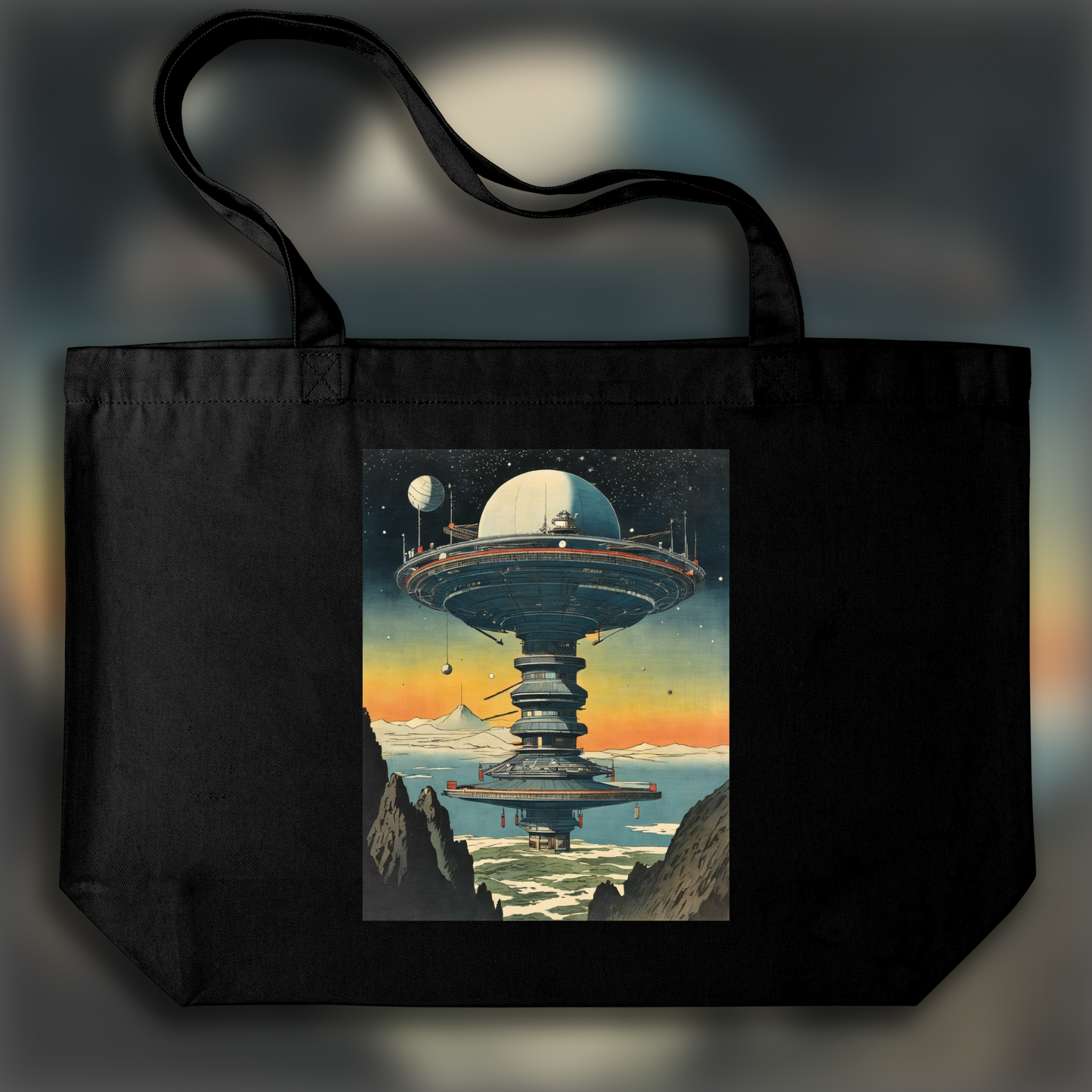 Tote bag - Poetic ukiyo-e views, fleeting moments, Space station - 3988604514