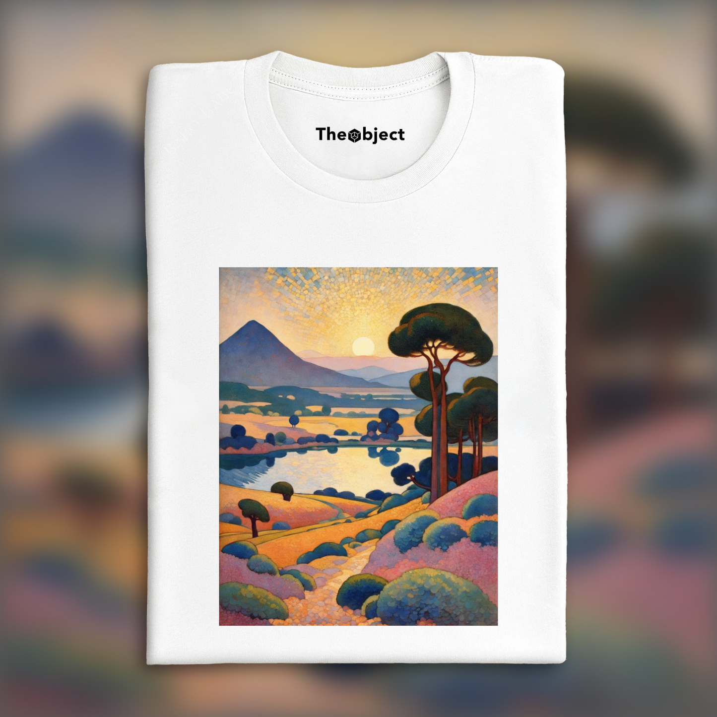 T-Shirt - Pointillism radiating Mediterranean serenity, Exoplanet landscape - 2590977025