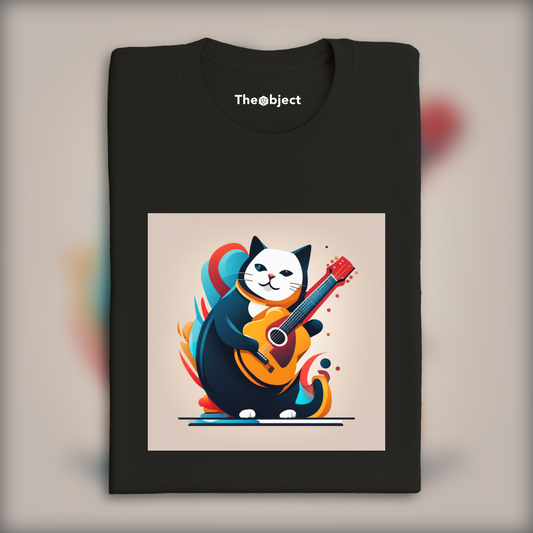 T-Shirt - Icône flat, le chat joue de la guitare - 2686688866