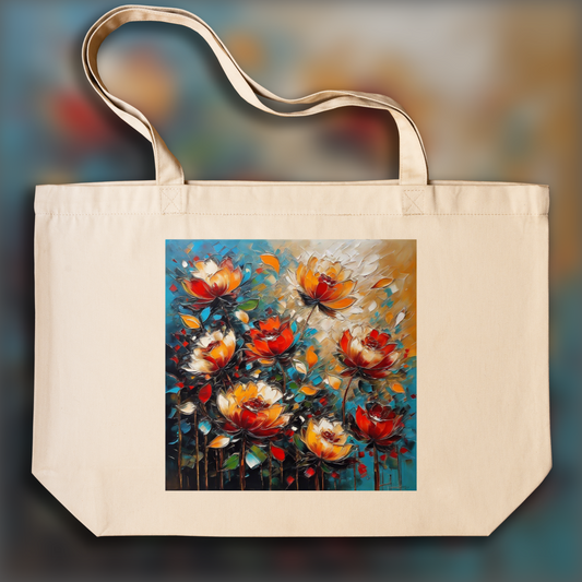 Tote bag - Scottish Abstract Expressionist Painting, Flowers in Paris - 3774191296