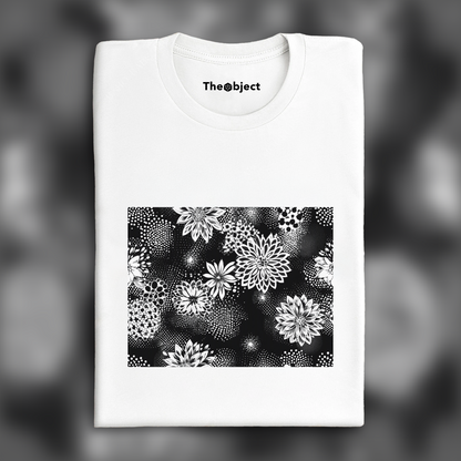 T-Shirt - Art en points demie-teintes, Fleur - 1825772415