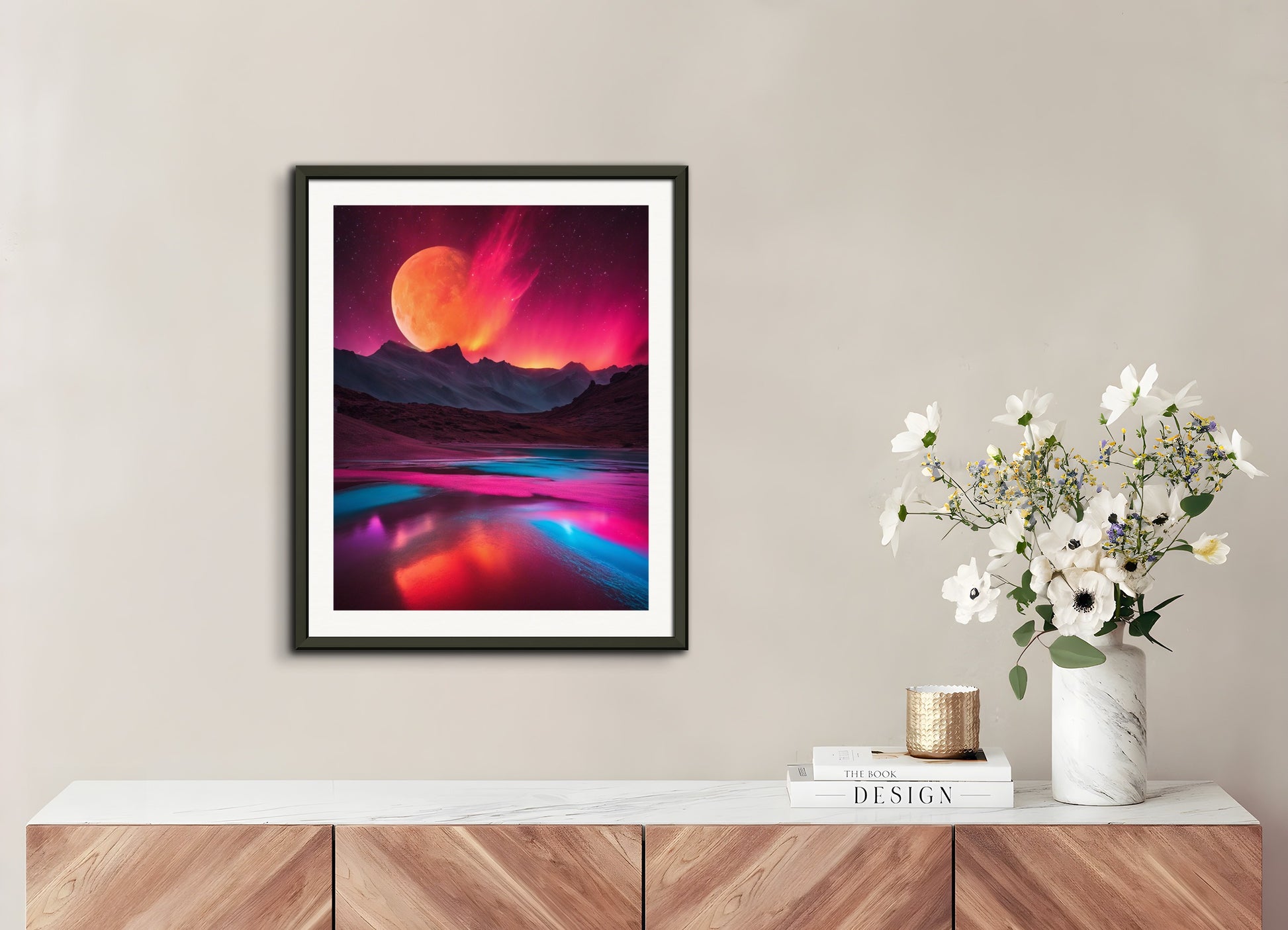 Poster with metal frame: Luminescent neon photolab, Astronomy