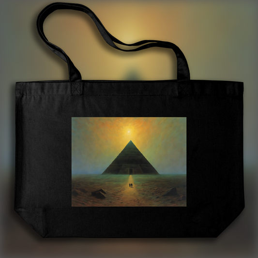 Tote bag - Bande déssinée atmosphérique, sombre et mystique, Pyramide - 3851023874