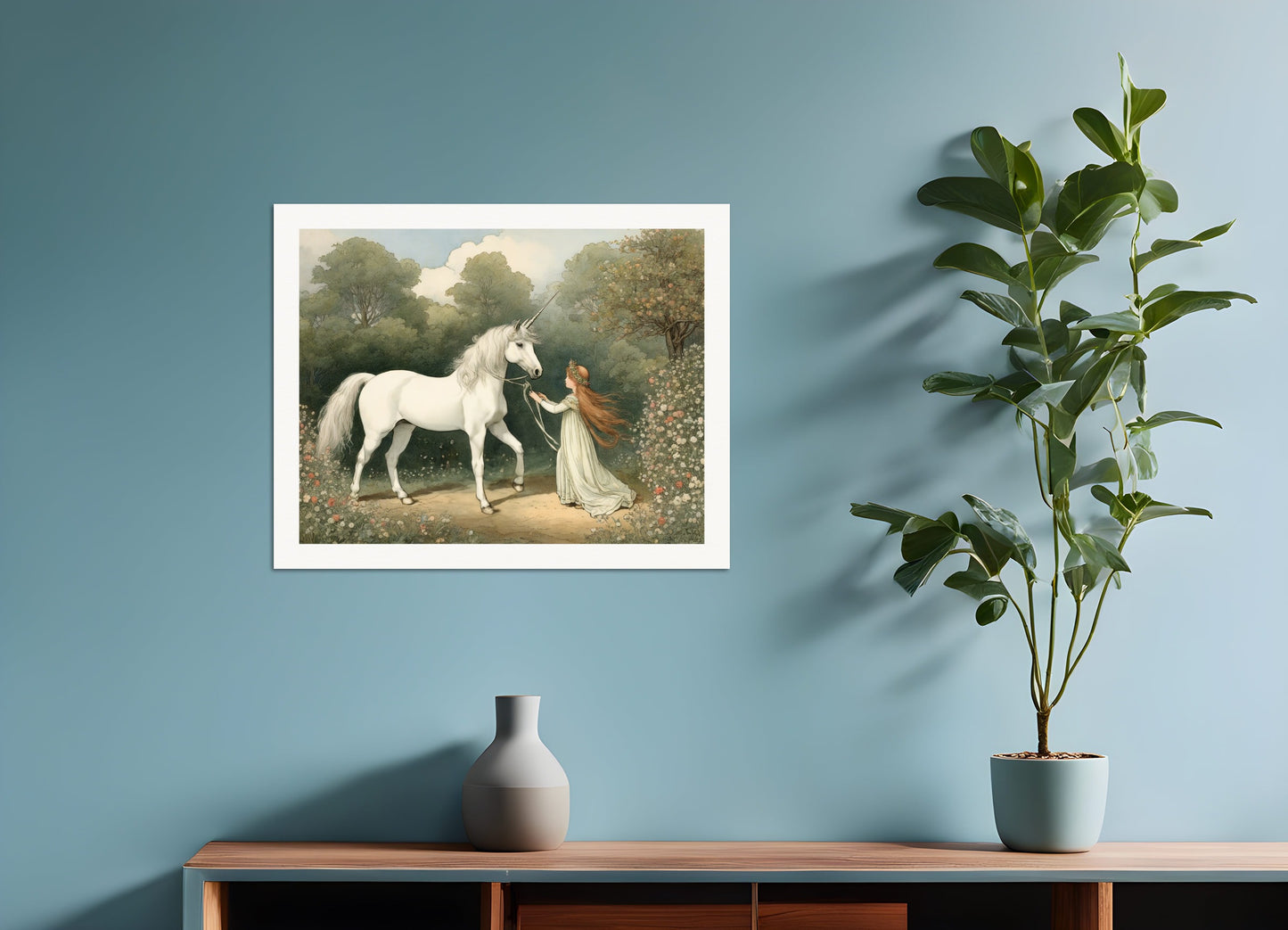 Poster: British illustrations, innocent and nostalgic childhood, a unicorn