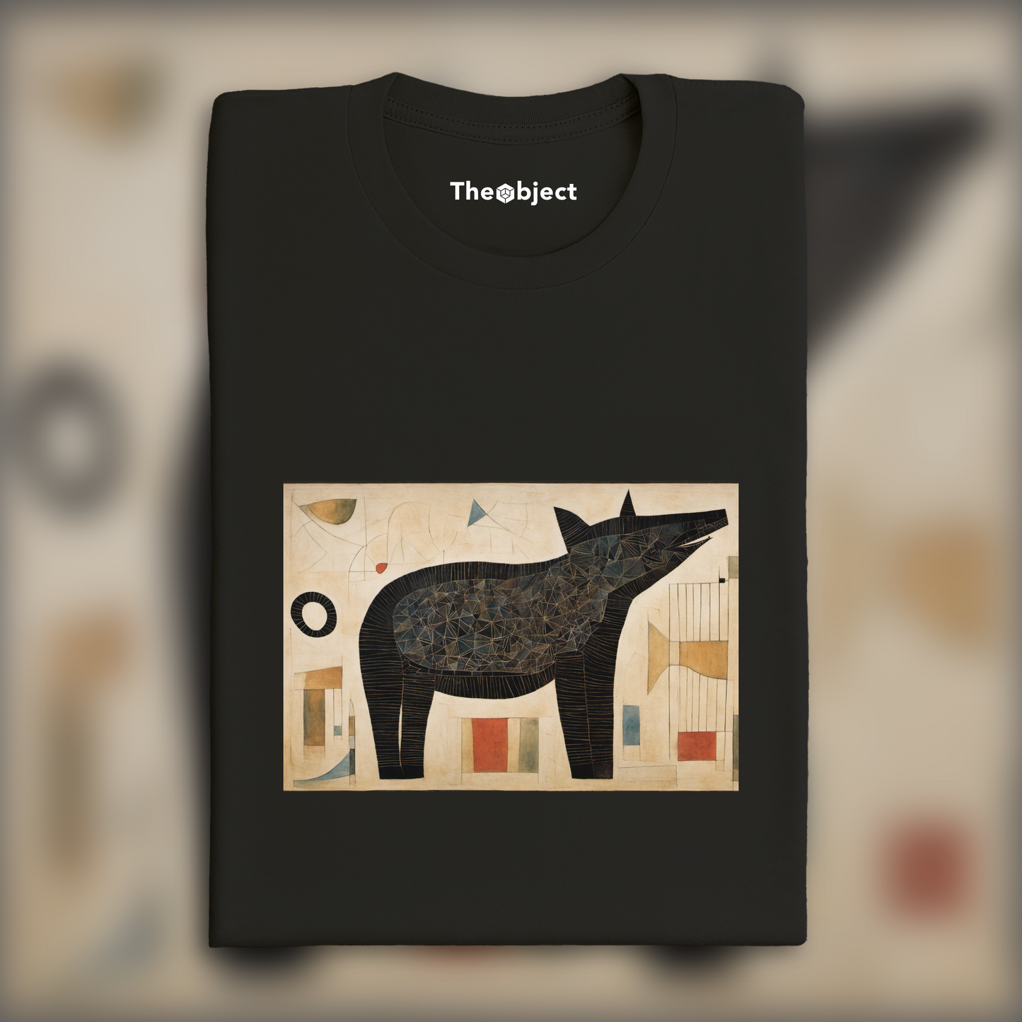 T-Shirt - Abstract compositions with fanciful shapes, a black animal - 2589581939