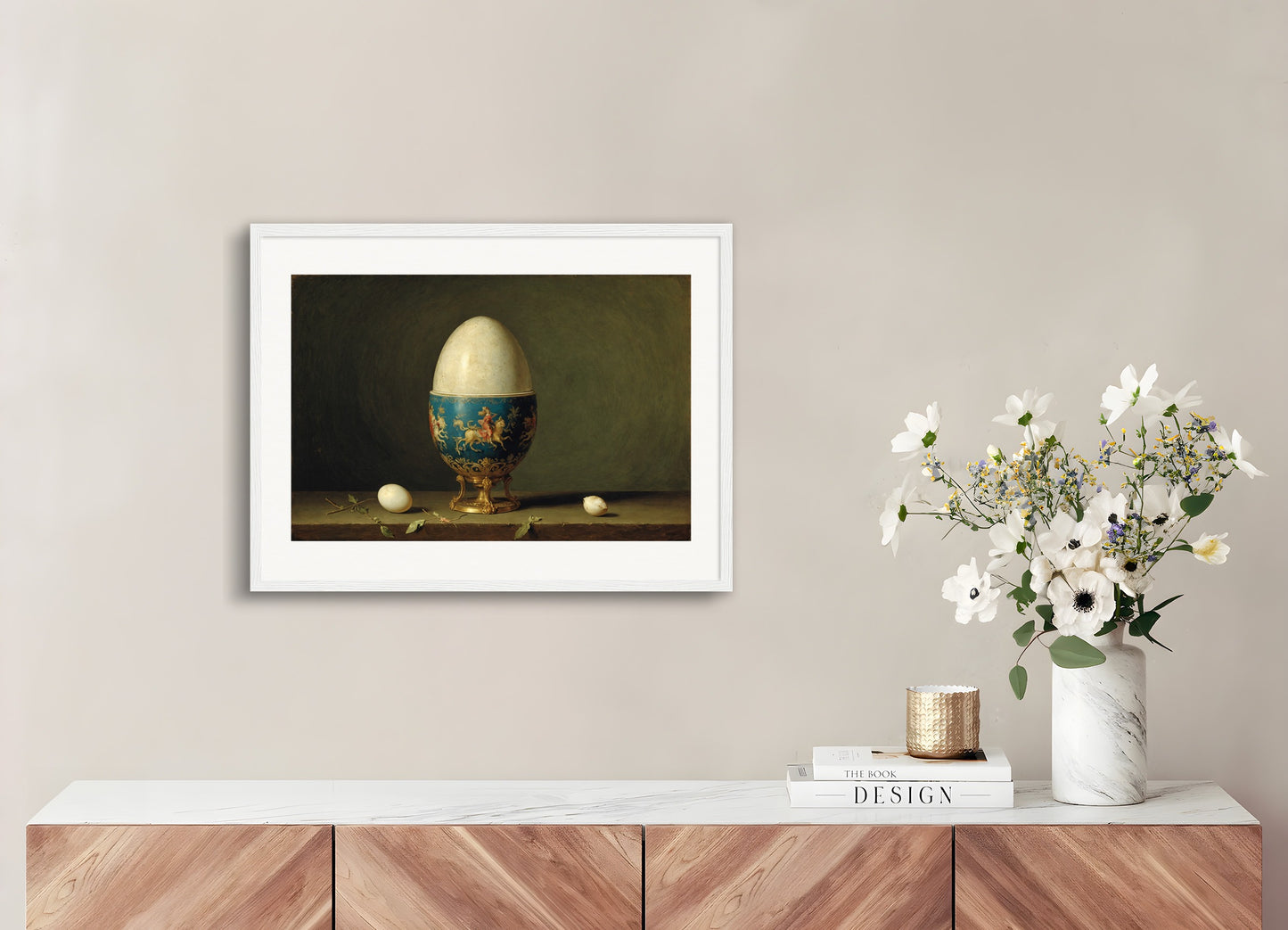 Poster with wood frame: Jean-Antoine Watteau, Egg