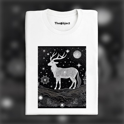 T-Shirt - Constellations beautiful drawing, black background, astrology, capricorn sign - 3486642870