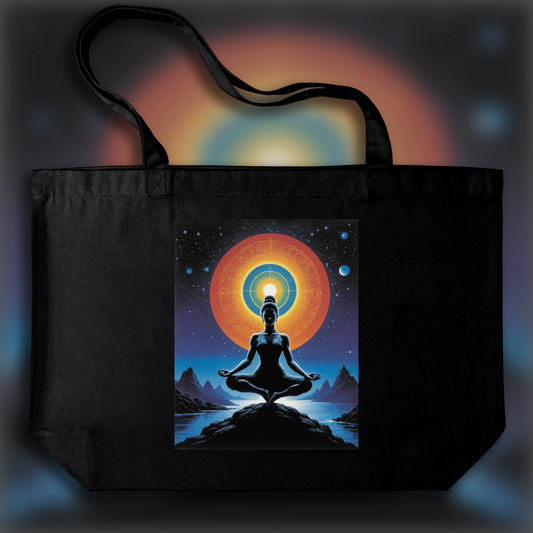 Tote bag - French science fiction comics, dreamlike and psychedelic landscapes, Yoga - 3642565513