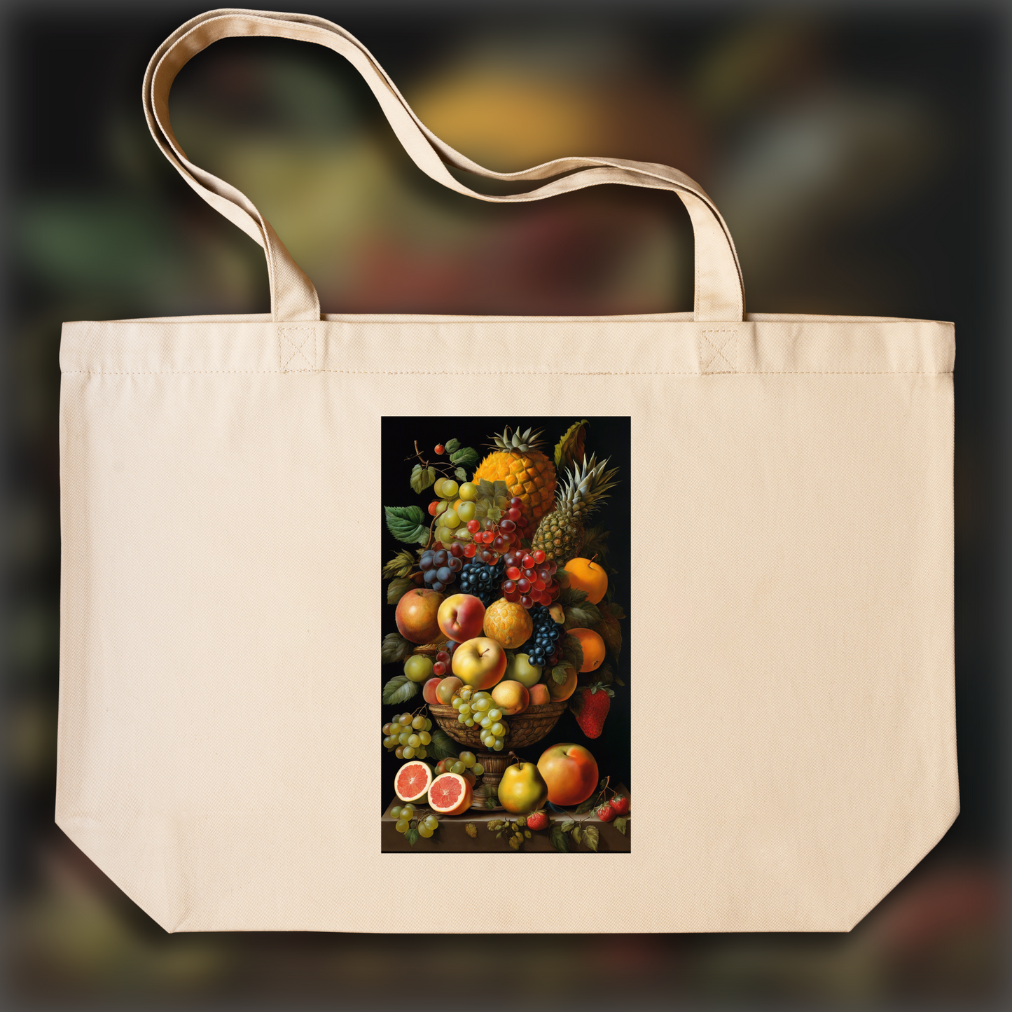 Tote bag - Maniérisme composant des visages à partir d'agencements imaginatifs d'objets, fruits - 784705763