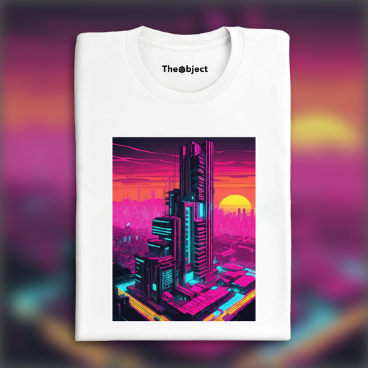 T-Shirt - Neon punk, Brutalist architecture, city - 838434875