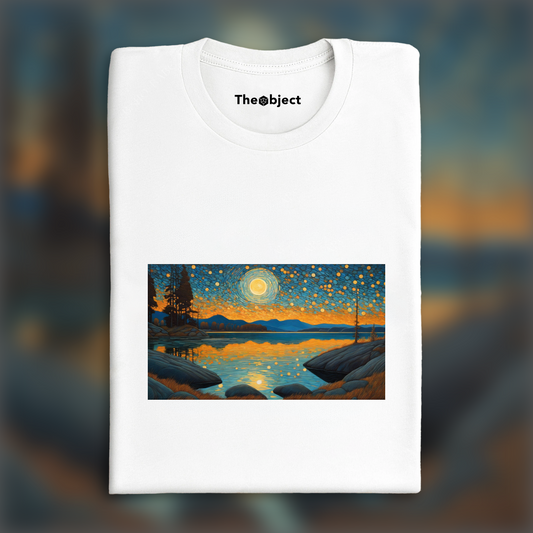 T-Shirt - Mystical symbolism with organic shapes, ice lake and starry night - 3940564095