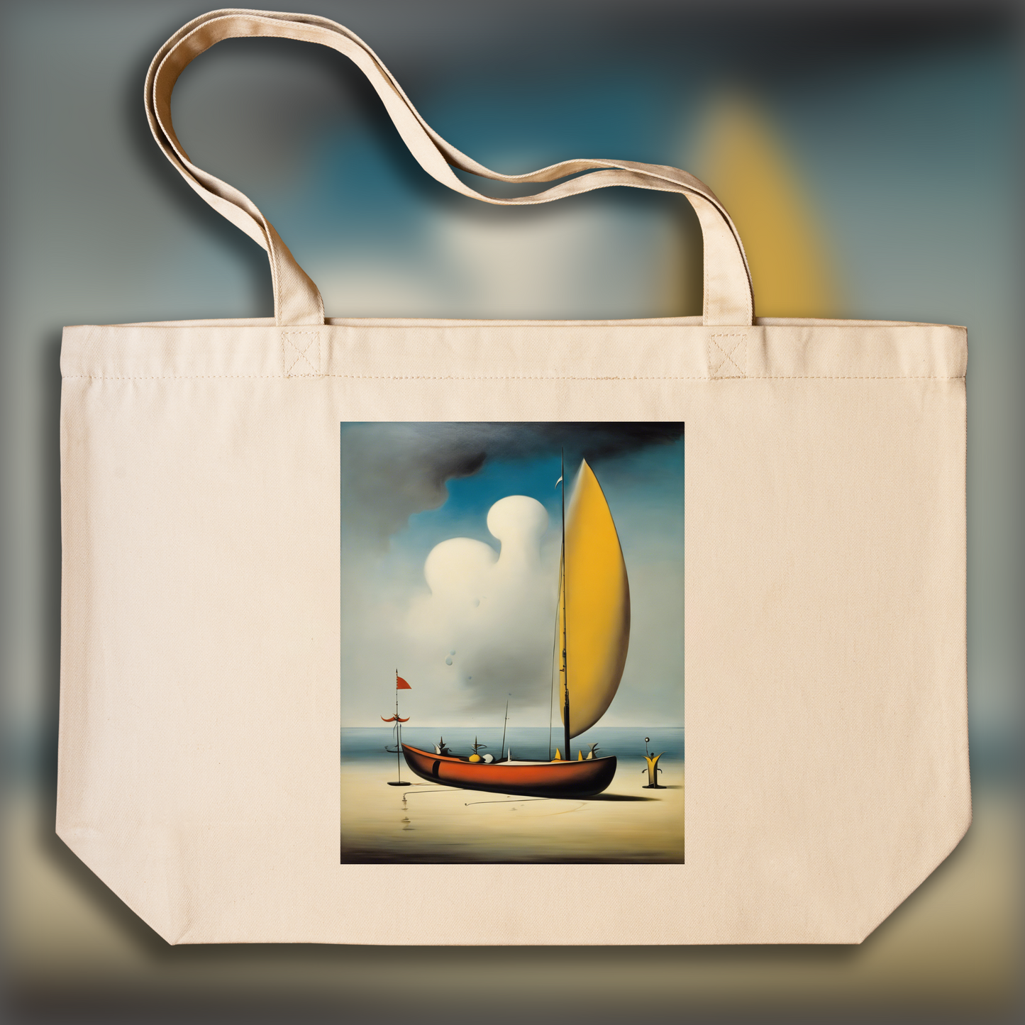 Tote bag - Enigmatic surrealism, Kayak - 1377717376