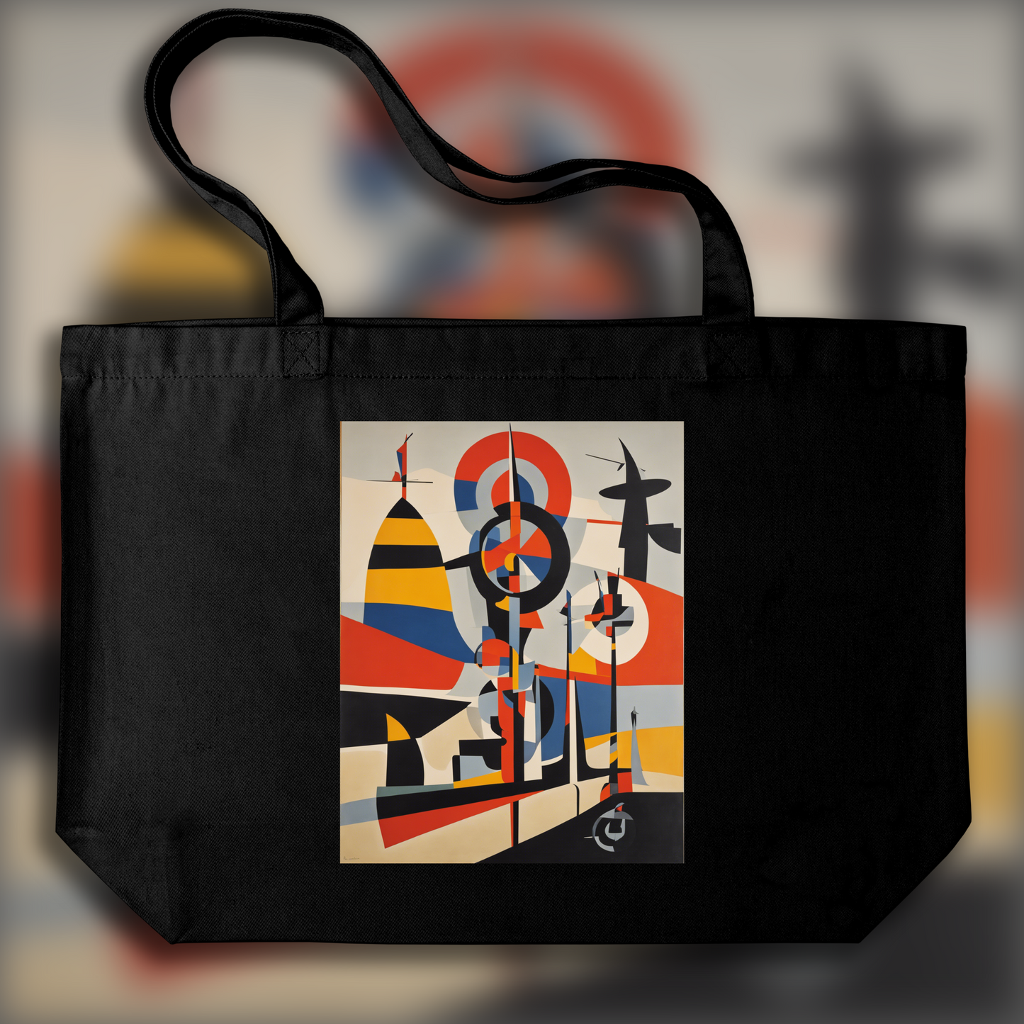 Tote bag - Lignes et figures géométriques aux formes flottantes, art abstrait ludique, Canoë  - 2820364785