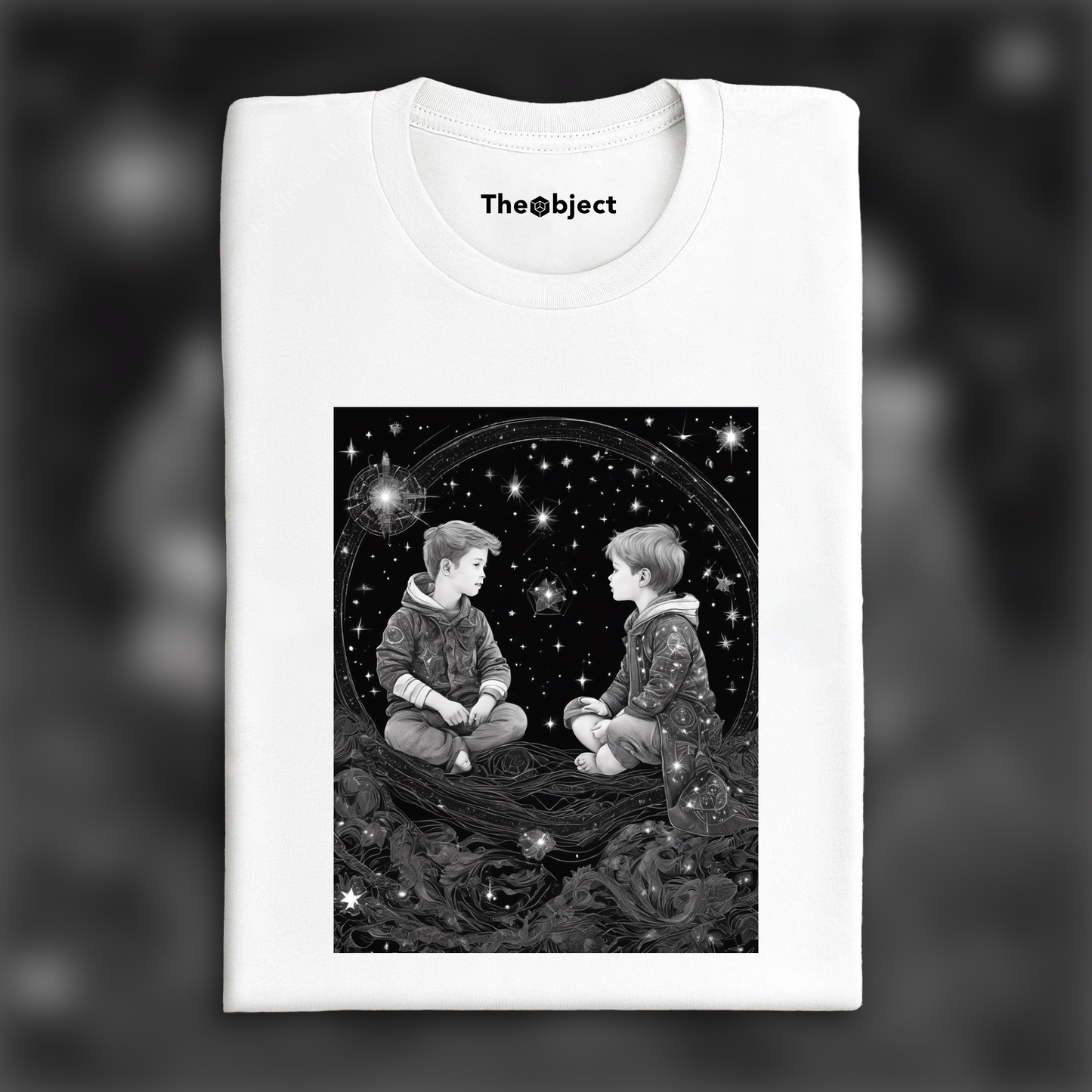 T-Shirt - Constellations beautiful drawing, black background, Astrology, twins boys - 3393867059