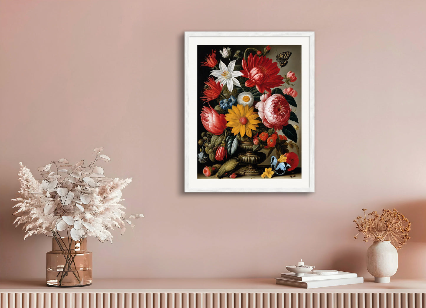 Poster with wood frame: Ambrosius bosschaert, Flower