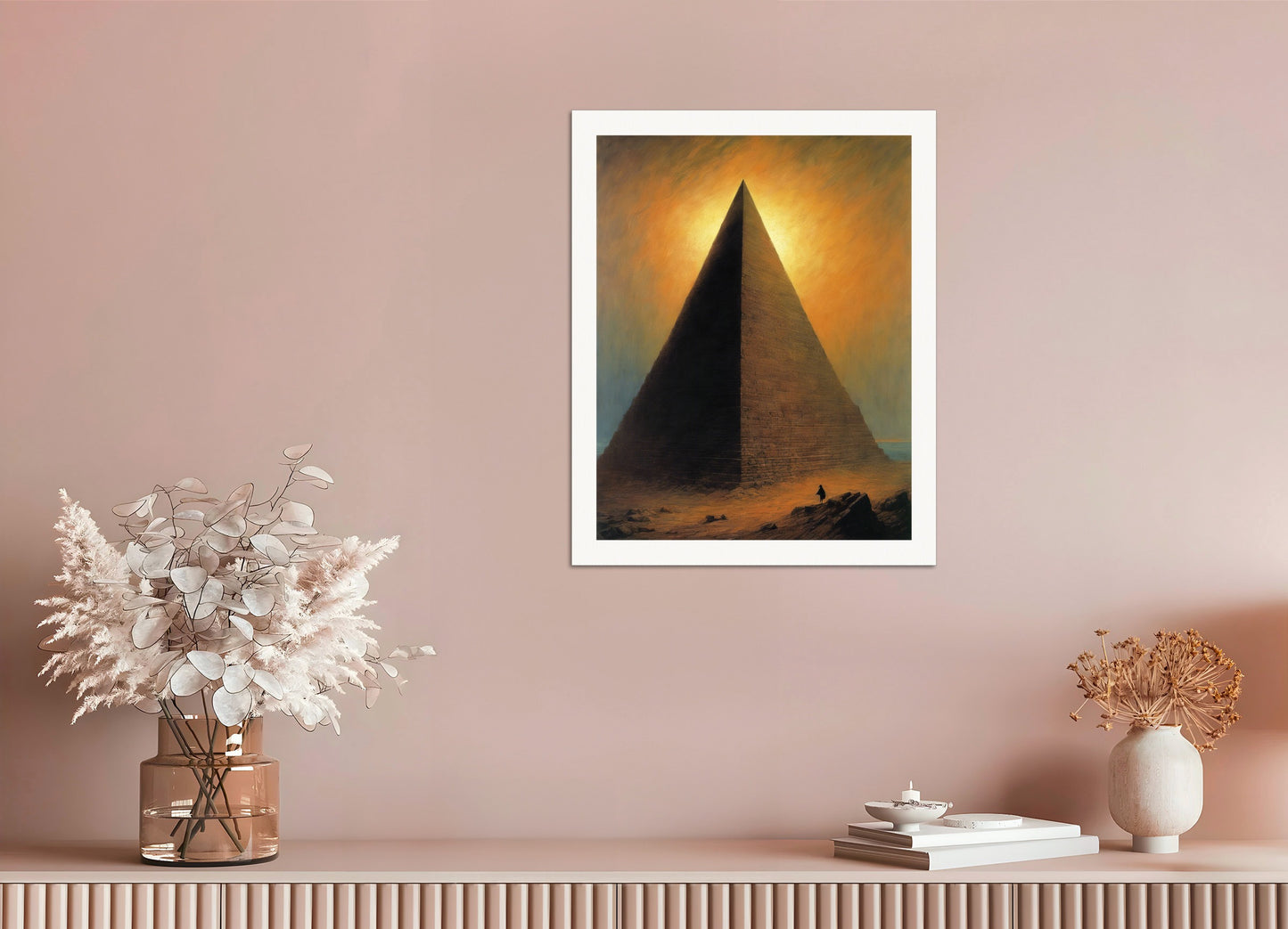 Poster: Illustration of deinforced, atmospheric, dark and mystical band illustration, Pyramid