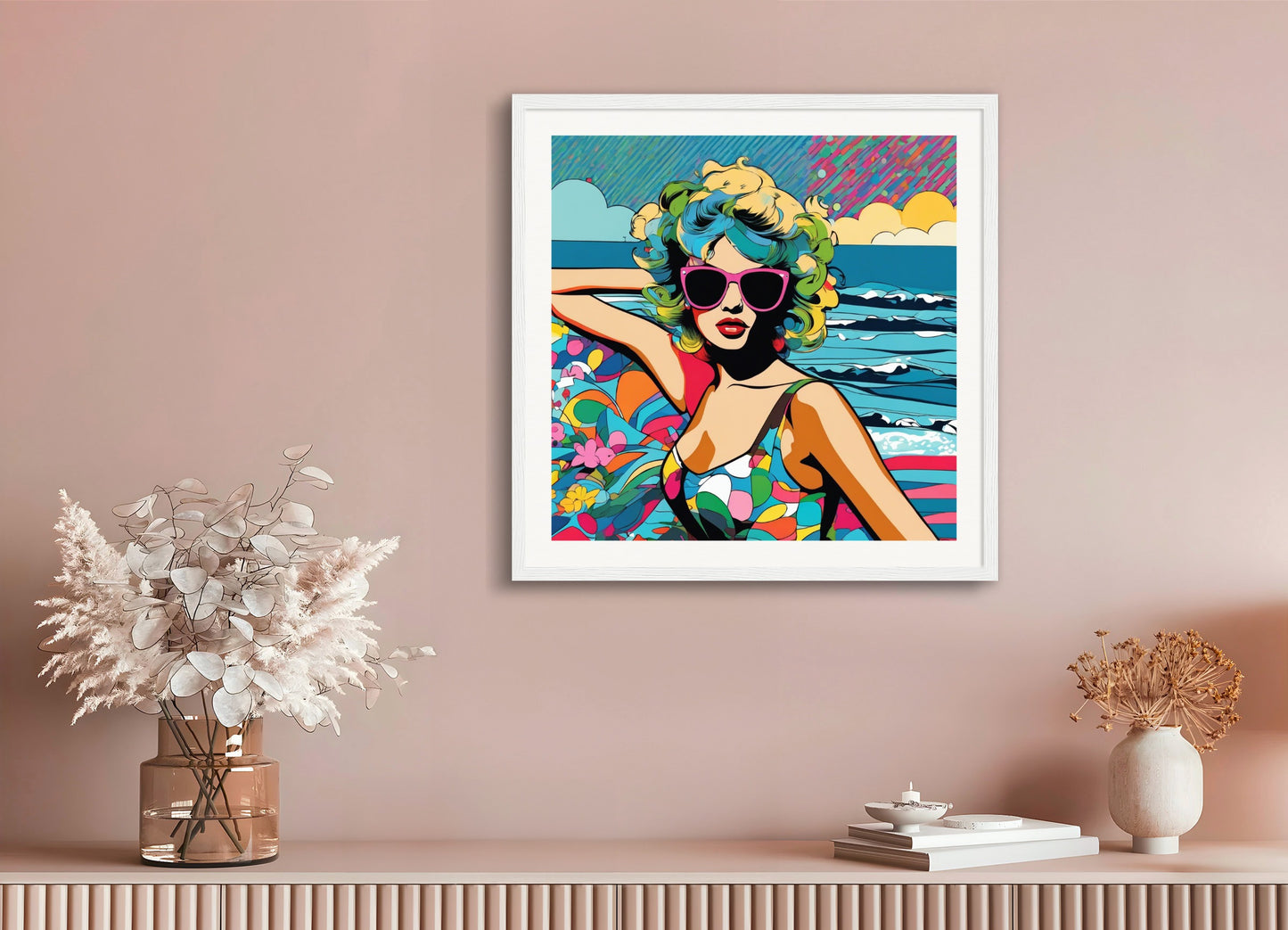 Poster with wood frame: Neo-pop art, Ocean