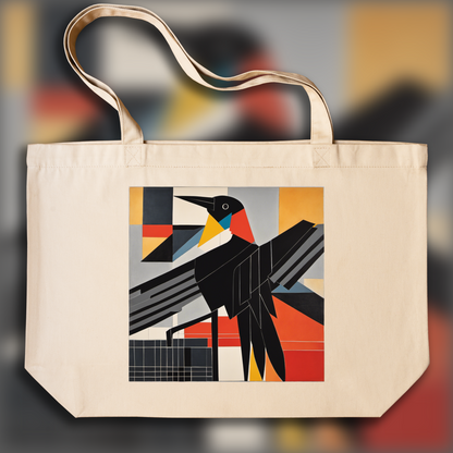 Tote bag - Lignes et figures géométriques aux formes flottantes, art abstrait ludique, Corbeau - 2532480785