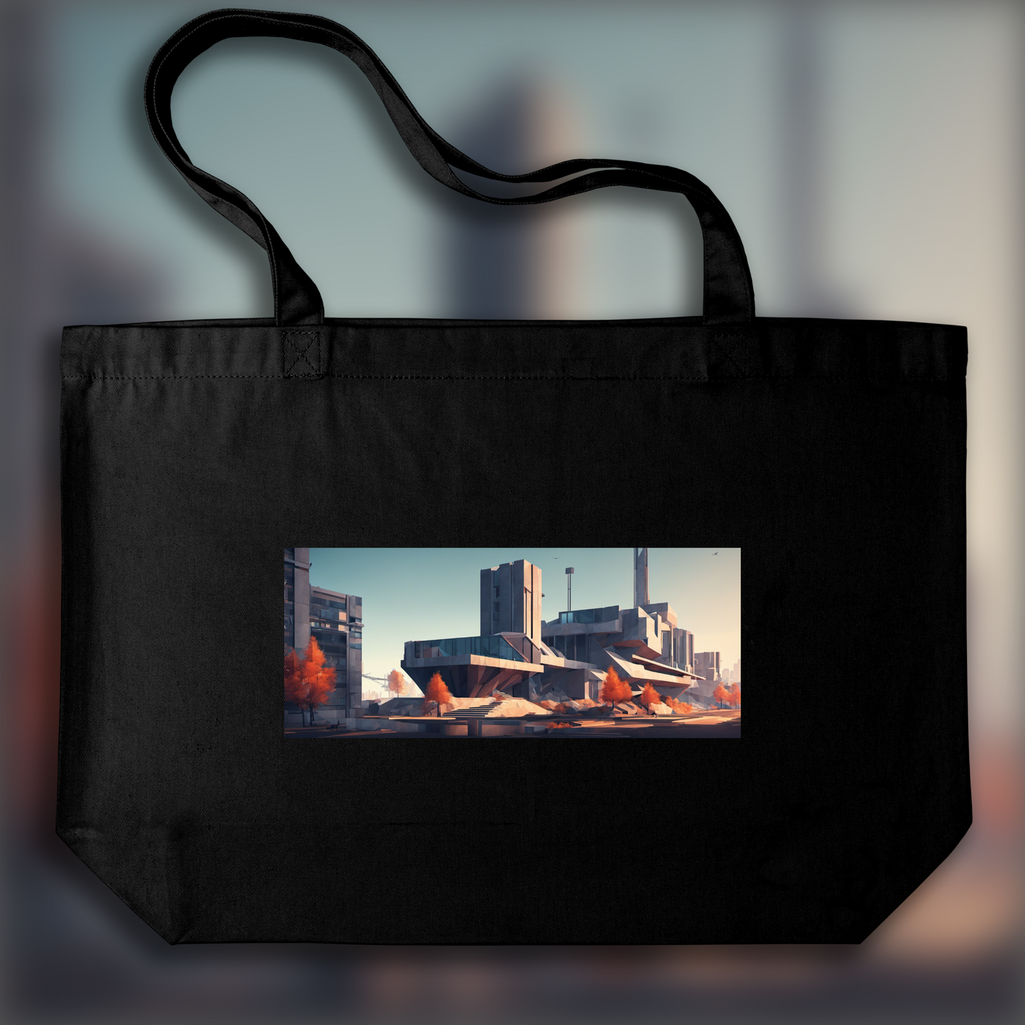 Tote bag - Low polygon, Brutalist architecture, city - 4266755409