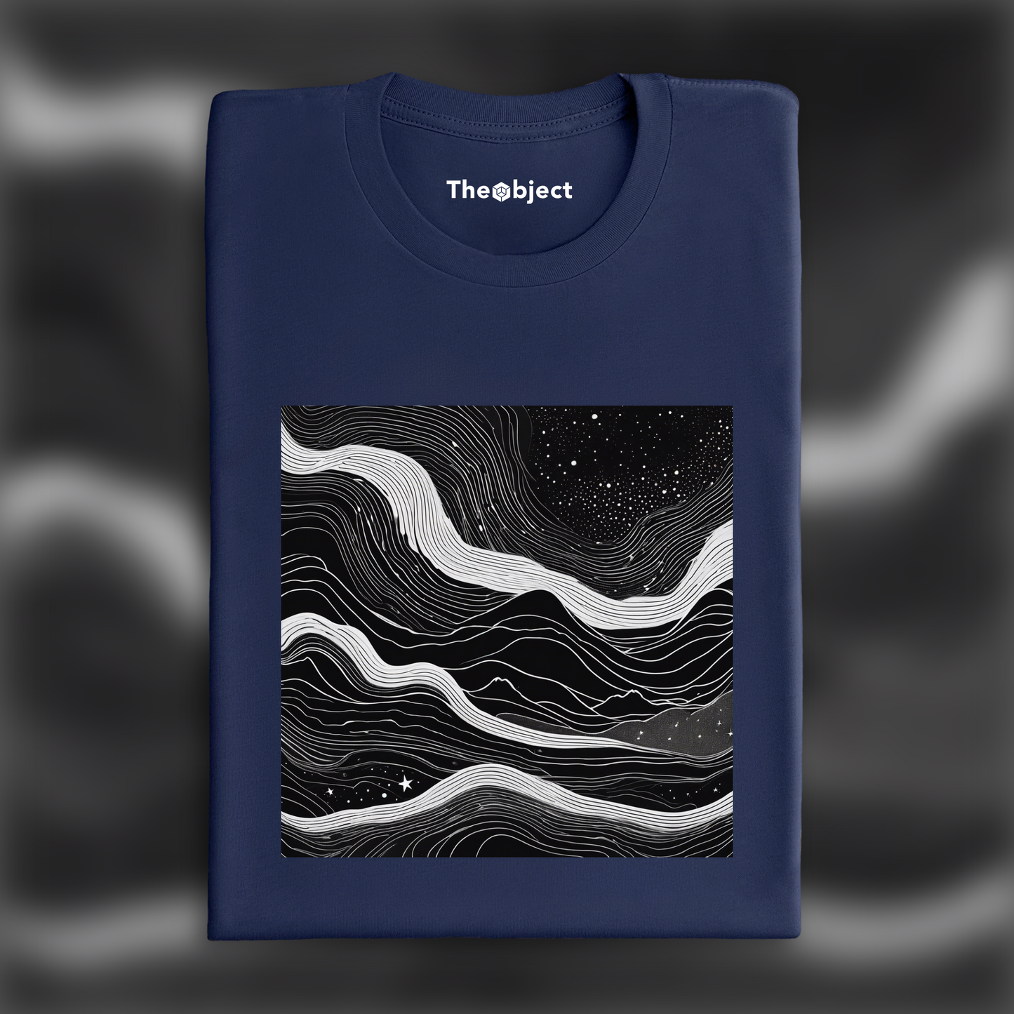 T-Shirt - Topographic lines on cosmic background, Coffee - 3814488386