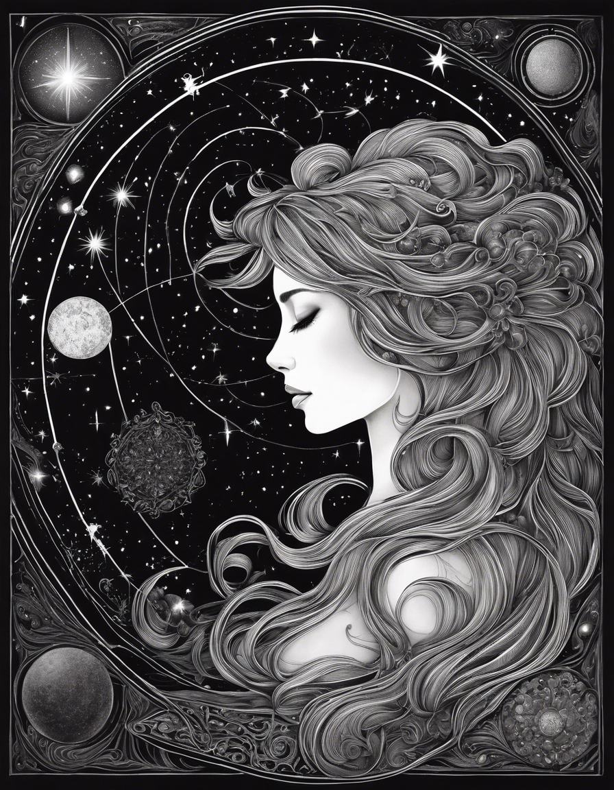 Image - Constellations beautiful drawing, black background, Astrology, a maiden - 3445844849
