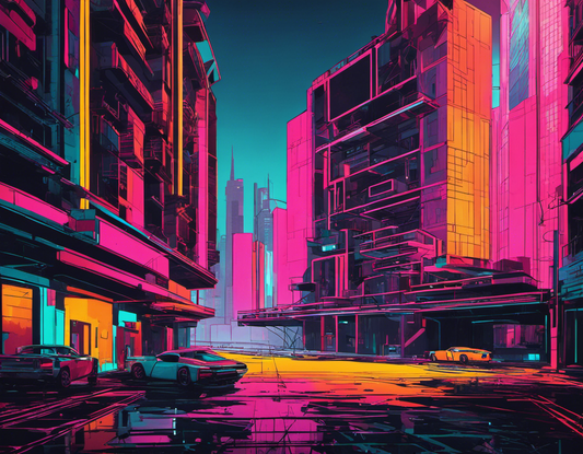 Image - Neon punk, Brutalist architecture, city - 1369078049