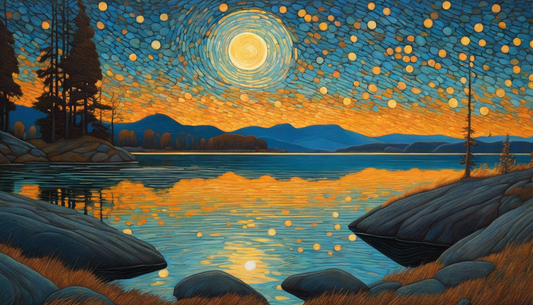 Image - Mystical symbolism with organic shapes, ice lake and starry night - 3940564095