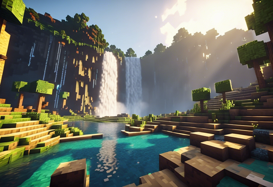 Image - Minecraft, rain, lightnings and big waterfall - 2808517005