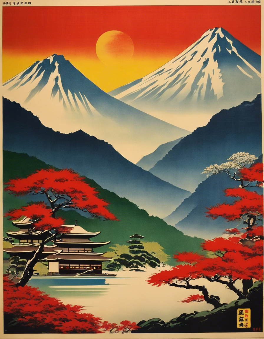 T-Shirt - Japanese vintage poster, Mountains - 1258984430