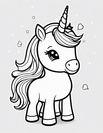 T-Shirt - simple coloring page, a baby cute unicorn - 1880253925