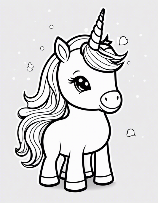 Image - simple coloring page, a baby cute unicorn - 1880253925