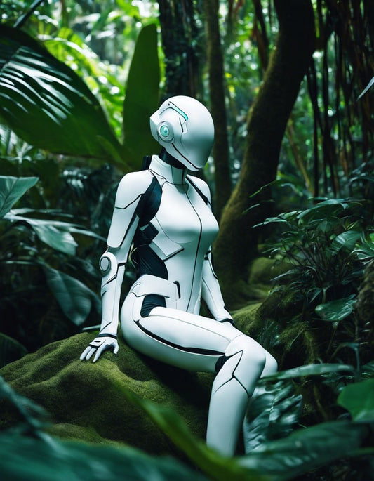 Image - Realistic photography, a white ghost in the shell cyborg in the Seychelles jungle - 1984188090