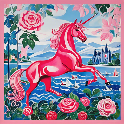 T-Shirt - Bright and cheerful scene, playful patterns, Pink unicorn - 817095620