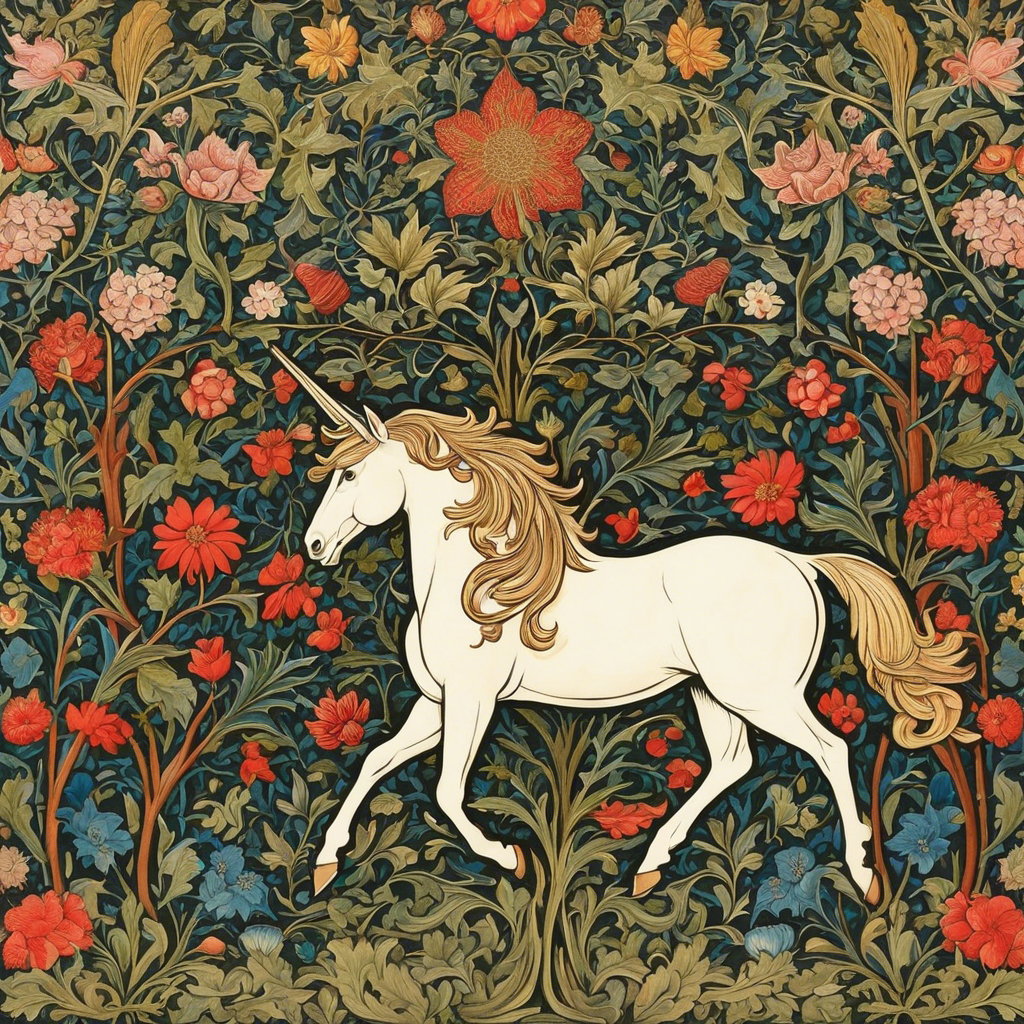 Image - Motifs, floral decoration of 19th century English crafts, Unicorn - 801761322