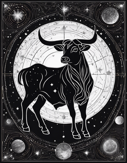 Tote bag - Constellations beautiful drawing, black background, Astrology, Taurus sign - 2178827303