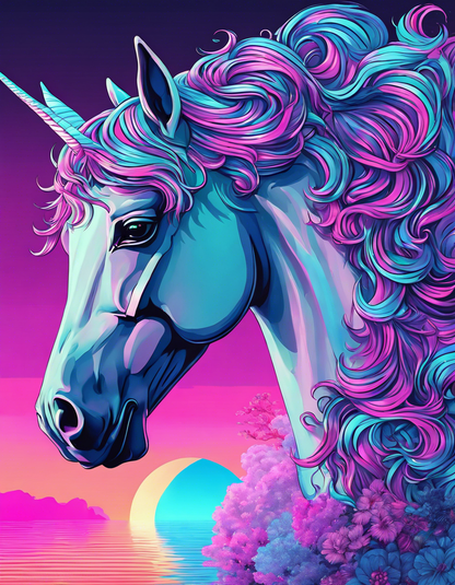 T-Shirt - Vaporwave, Unicorn - 2232047465