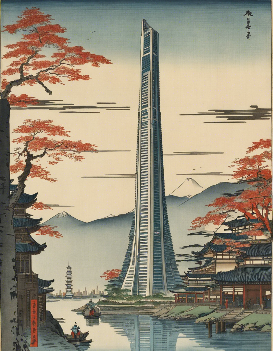 Image - Vues poétiques ukiyo-e, moments fugaces, futuristic skyscraper - 4201111836