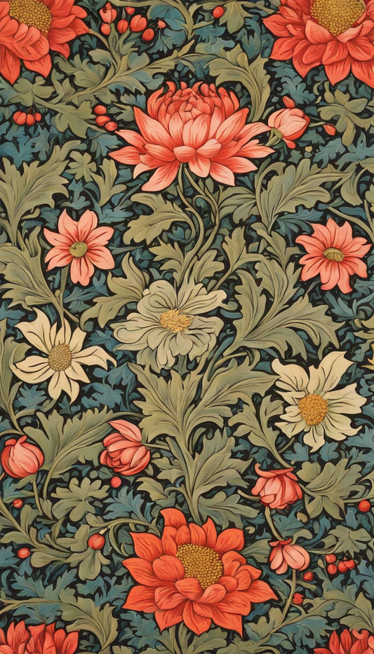 Image - Motifs, floral decoration of 19th century English crafts, Flower - 114204520