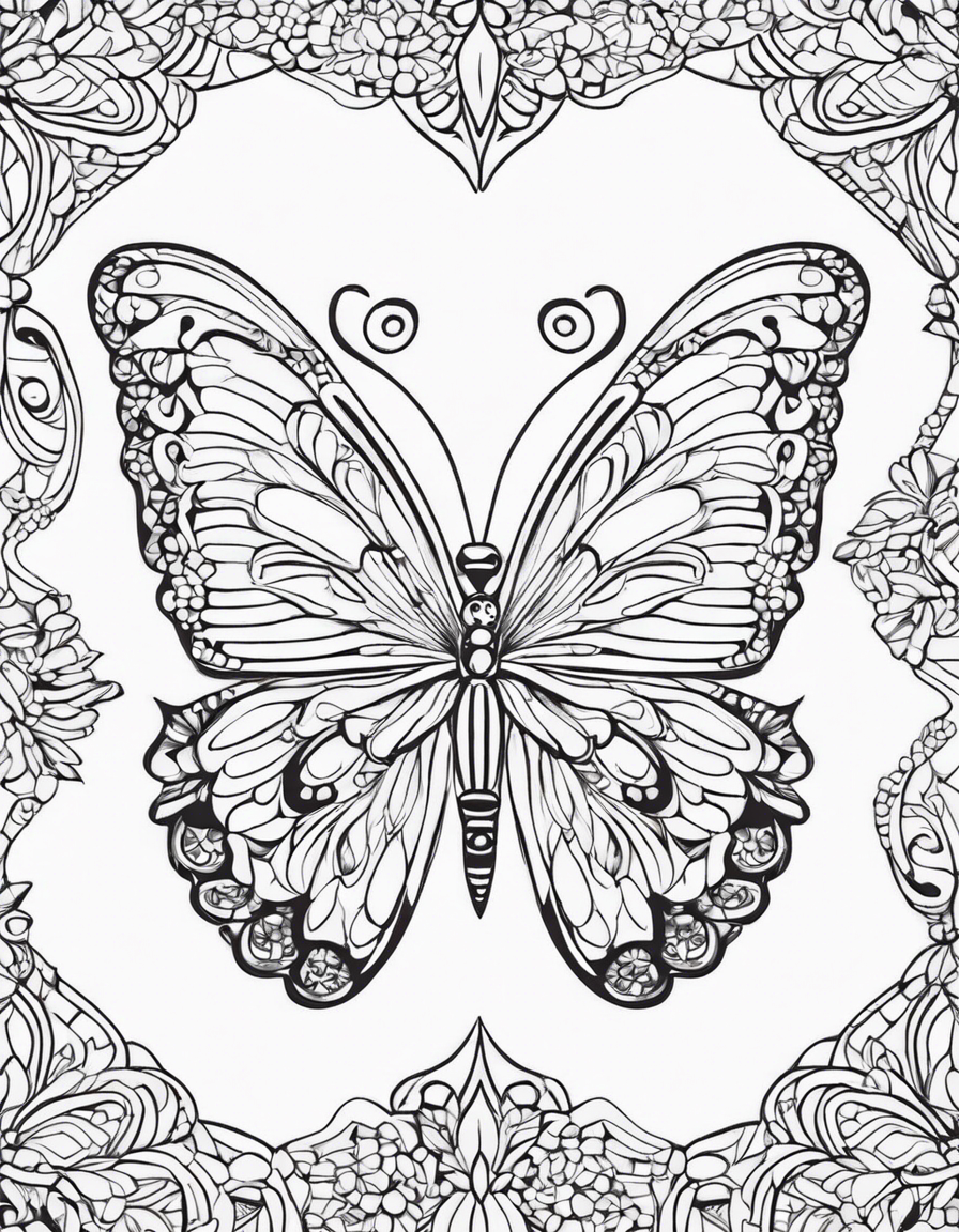 T-Shirt - Drawing for coloring, Butterfly - 3862177649