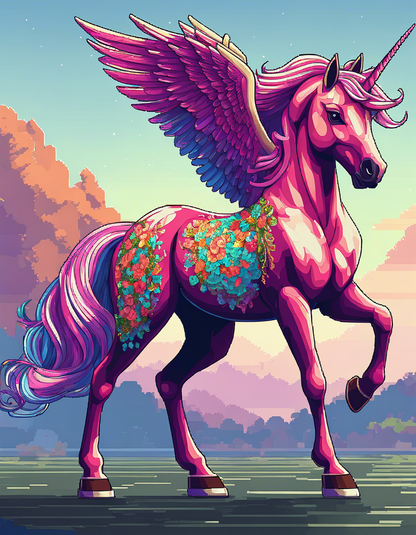 T-Shirt - Pixel art, Unicorn - 1267511537