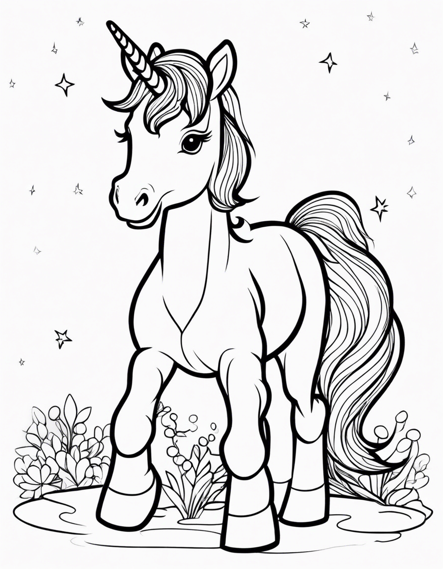 T-Shirt - Drawing for coloring, Baby unicorn - 293923050