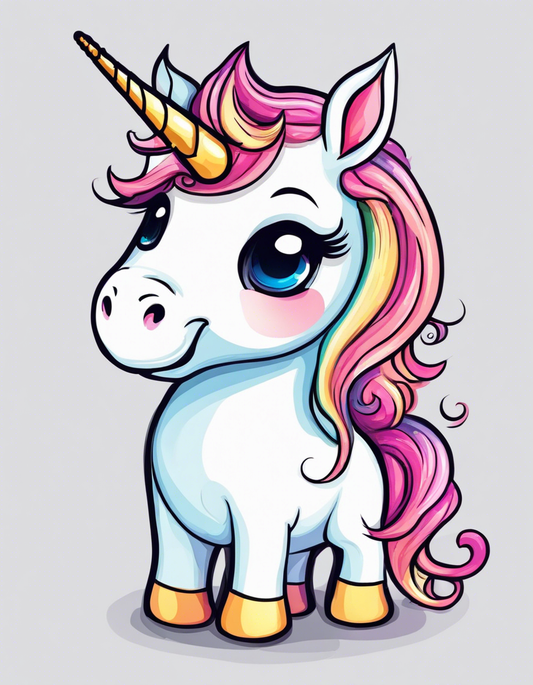 Image - colored drawing, A baby cute unicorn - 1869591321