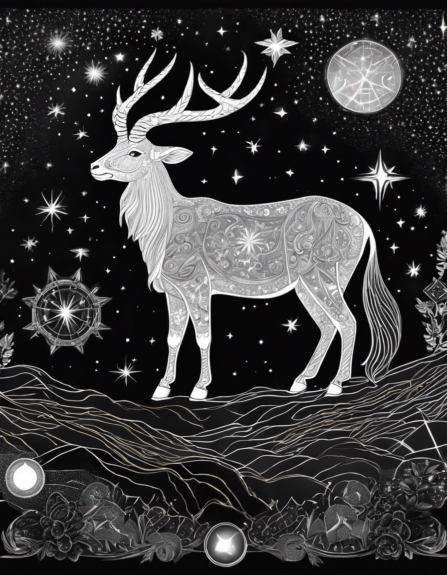 Image - Constellations beautiful drawing, black background, astrology, capricorn sign - 3486642870