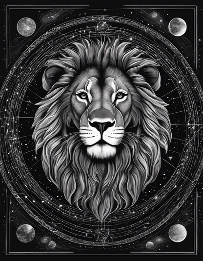 Tote bag - Constellations beautiful drawing, black background, Astrology, a lion - 2017178541