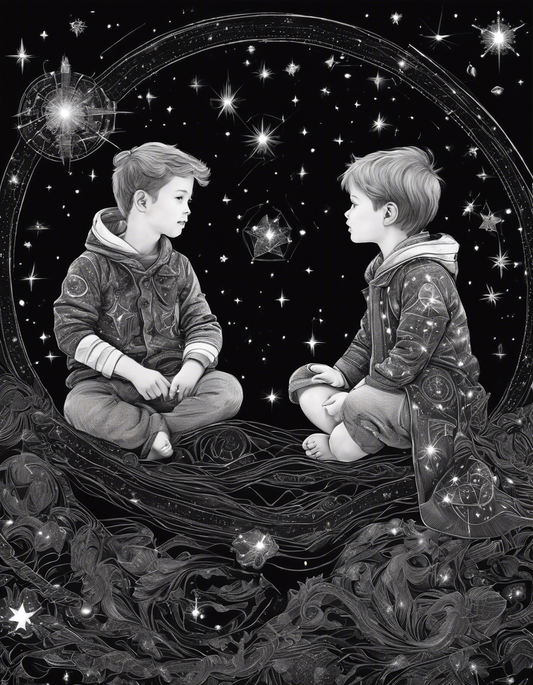 Image - Constellations beautiful drawing, black background, Astrology, twins boys - 3393867059